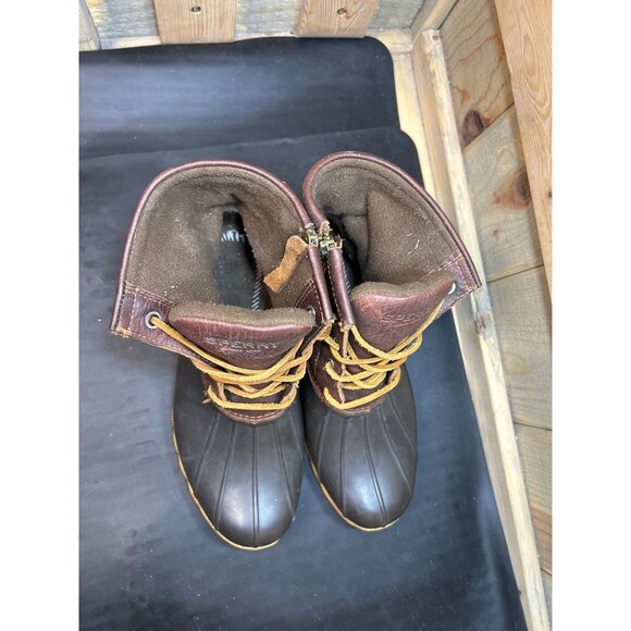 Sperry Saltwater Womens Leather & Rubber Duck Boots Brown Waterproof Size 7.5 - Picture 4 of 11
